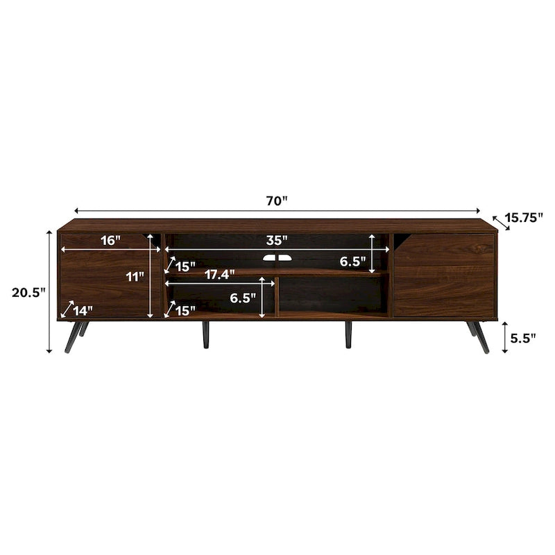 Meuble TV Mid-Century Modern de 70 pouces