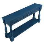 Table console en bois massif de 63 po avec 3 tiroirs et 1 étagère inférieure
