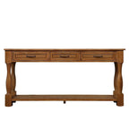 Table console en bois massif de 63 po avec 3 tiroirs et 1 étagère inférieure