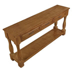 Table console en bois massif de 63 po avec 3 tiroirs et 1 étagère inférieure