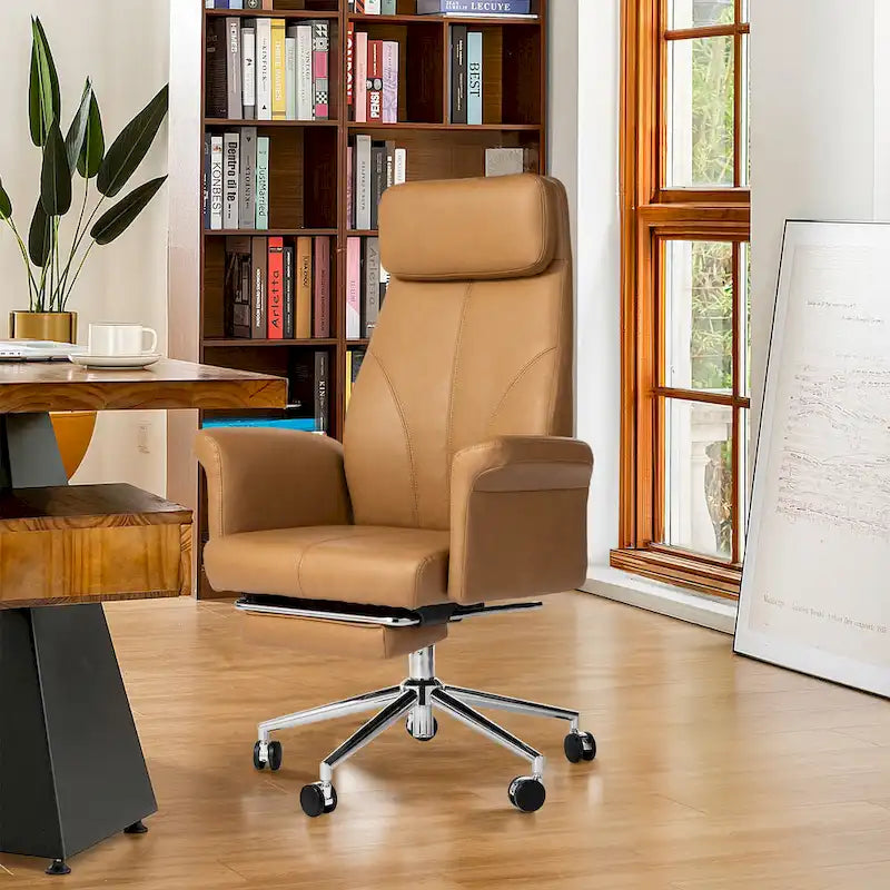 Fauteuil de bureau ergonomique pivotant à dossier haut de 49 po avec accoudoir et repose-pieds
