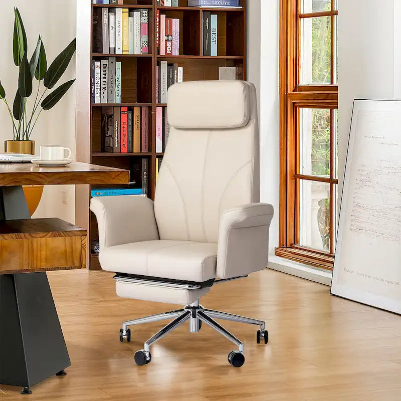 Fauteuil de bureau ergonomique pivotant à dossier haut de 49 po avec accoudoir et repose-pieds