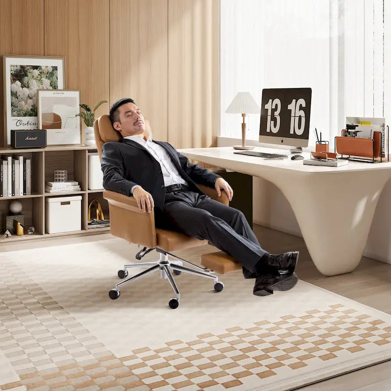 Fauteuil de bureau ergonomique pivotant à dossier haut de 49 po avec accoudoir et repose-pieds