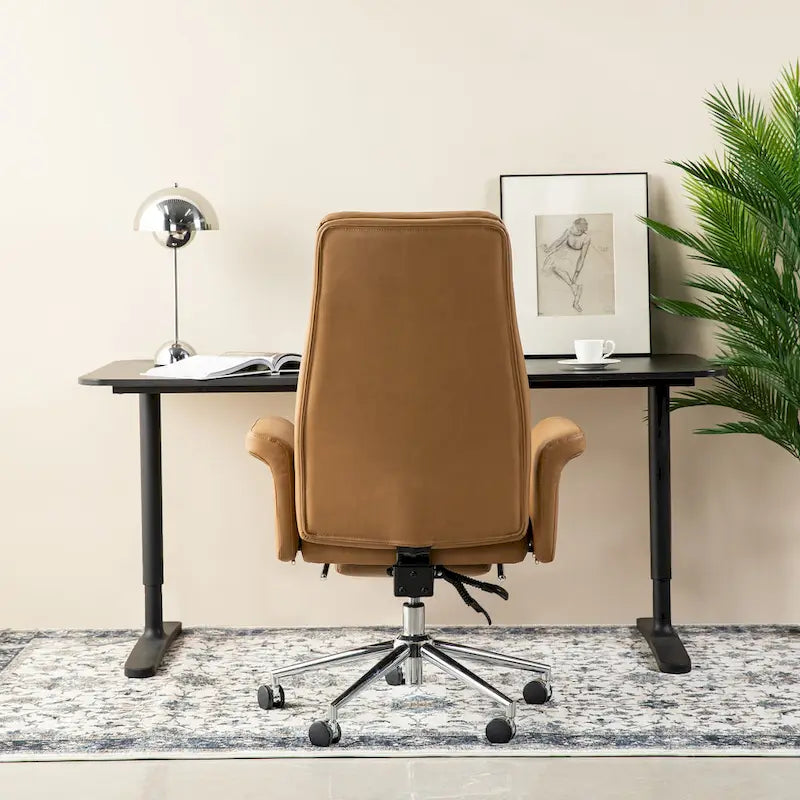 Fauteuil de bureau ergonomique pivotant à dossier haut de 49 po avec accoudoir et repose-pieds