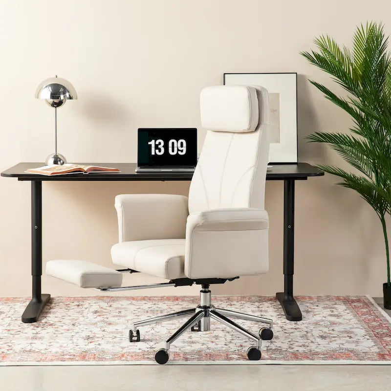 Fauteuil de bureau ergonomique pivotant à dossier haut de 49 po avec accoudoir et repose-pieds