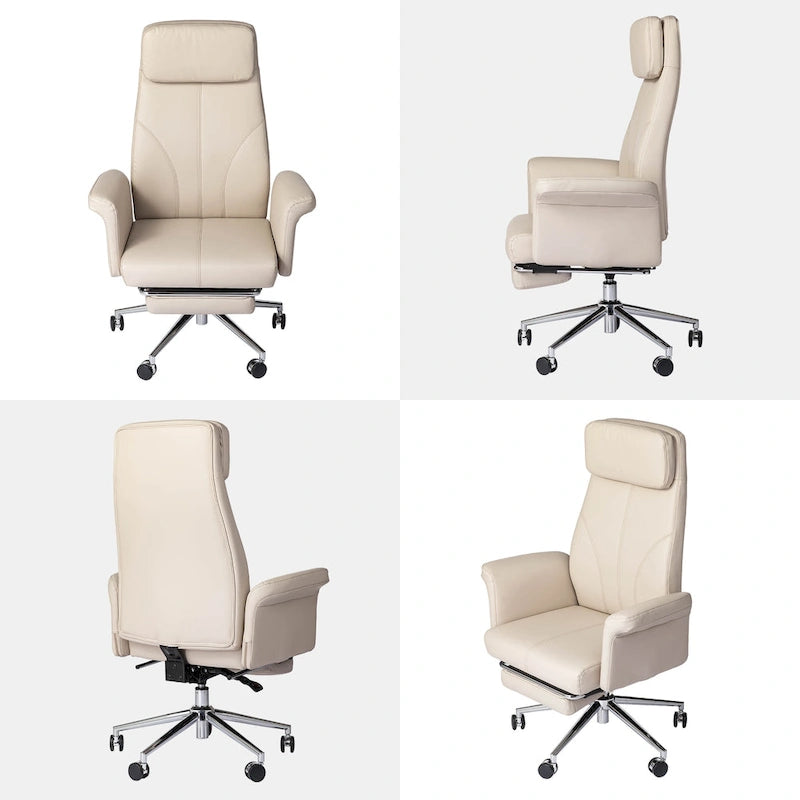 Fauteuil de bureau ergonomique pivotant à dossier haut de 49 po avec accoudoir et repose-pieds