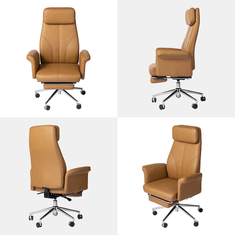 Fauteuil de bureau ergonomique pivotant à dossier haut de 49 po avec accoudoir et repose-pieds