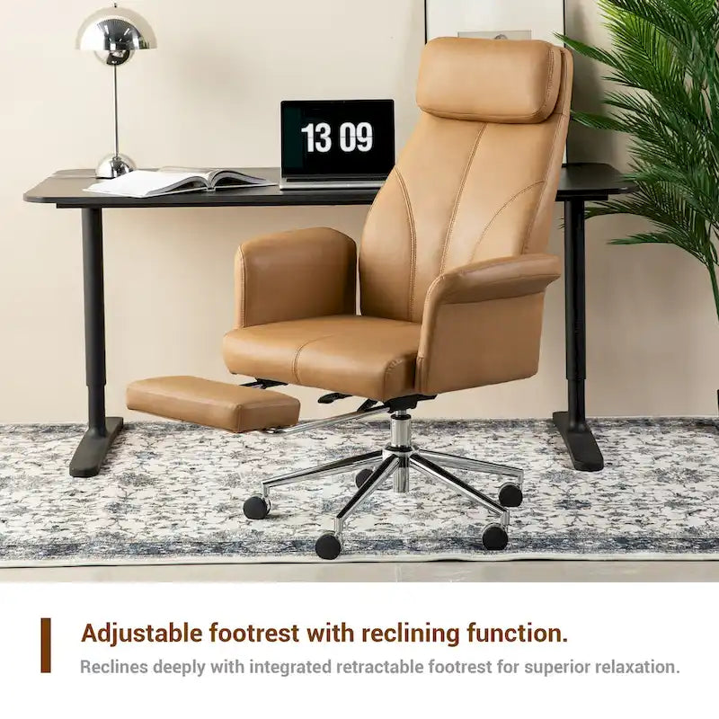 Fauteuil de bureau ergonomique pivotant à dossier haut de 49 po avec accoudoir et repose-pieds