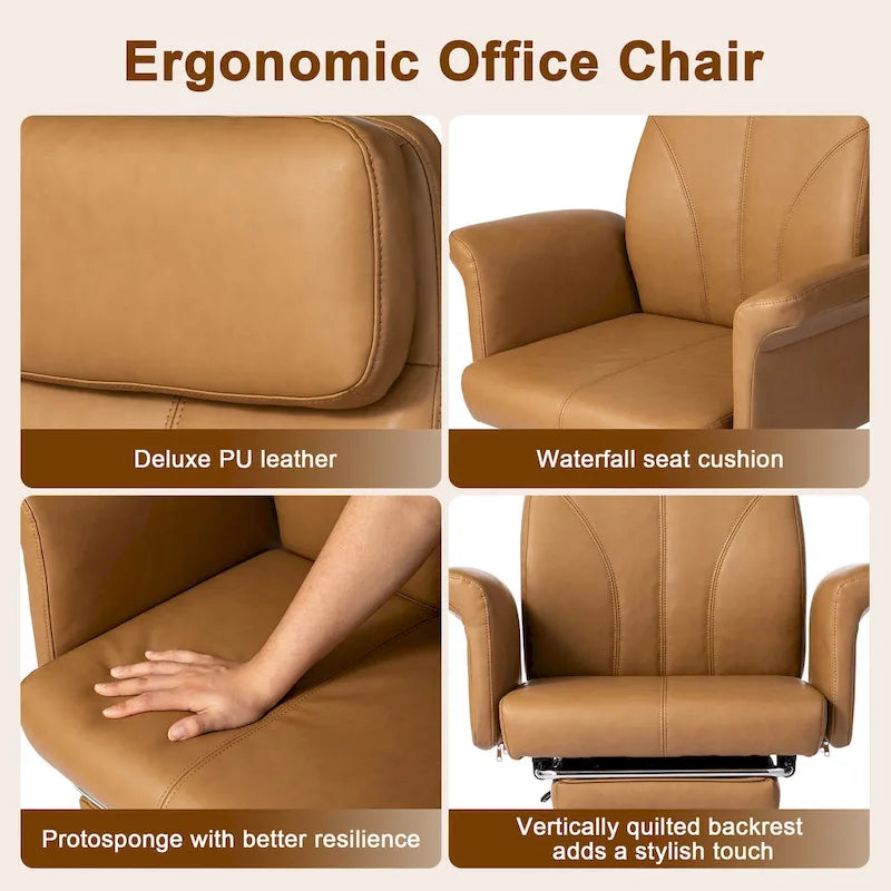 Fauteuil de bureau ergonomique pivotant à dossier haut de 49 po avec accoudoir et repose-pieds