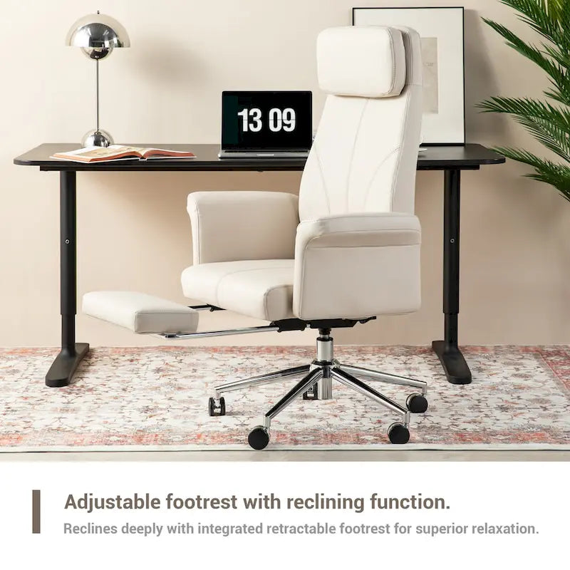 Fauteuil de bureau ergonomique pivotant à dossier haut de 49 po avec accoudoir et repose-pieds