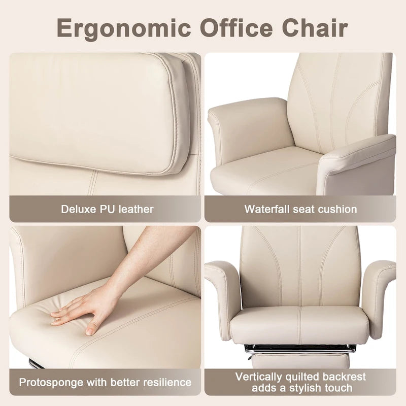 Fauteuil de bureau ergonomique pivotant à dossier haut de 49 po avec accoudoir et repose-pieds