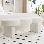 Banc de chambre rembourré en bouclette 56,3W pour entrée ou pied de lit - 56,3L x 19,7P x 17,7H