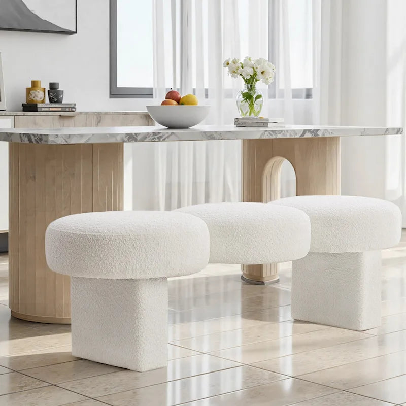 Banc de chambre rembourré en bouclette 56,3W pour entrée ou pied de lit - 56,3L x 19,7P x 17,7H