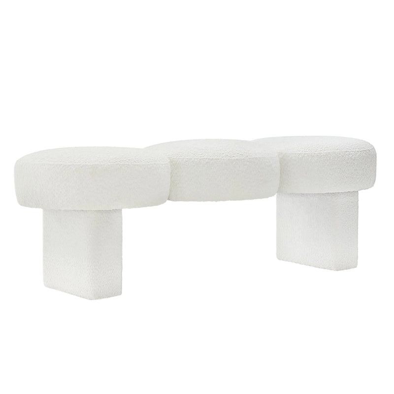Banc de chambre rembourré en bouclette 56,3W pour entrée ou pied de lit - 56,3L x 19,7P x 17,7H