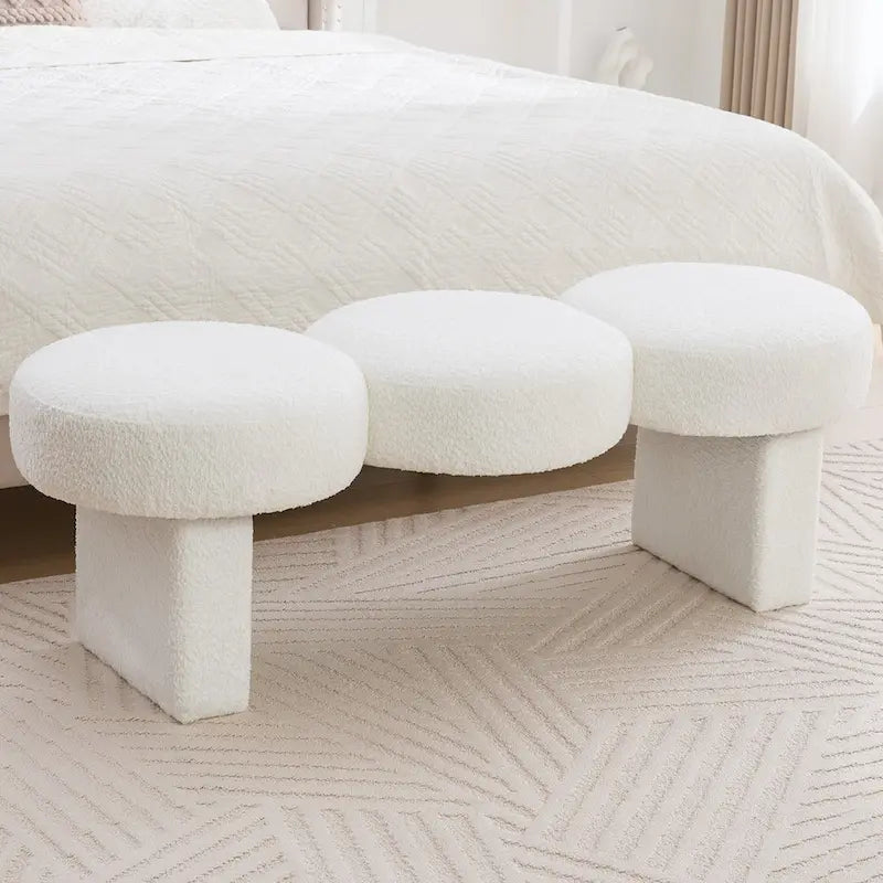 Banc de chambre rembourré en bouclette 56,3W pour entrée ou pied de lit - 56,3L x 19,7P x 17,7H