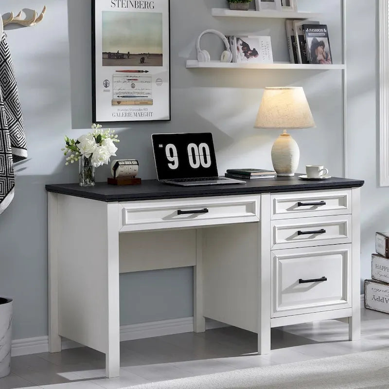 Bureau de style « ferme moderne », bureau d'ordinateur avec meuble de classement