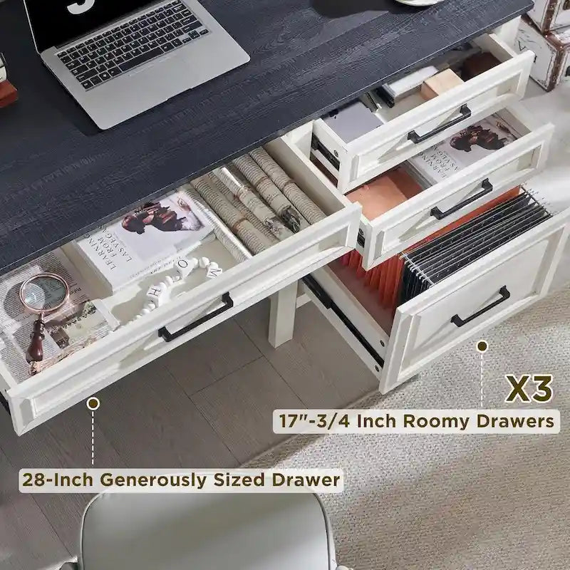Bureau de style « ferme moderne », bureau d'ordinateur avec meuble de classement