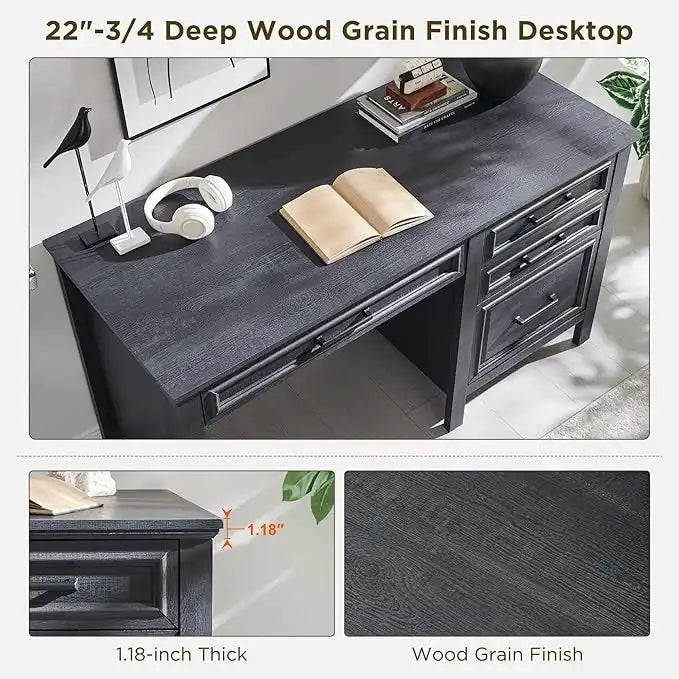 Bureau de style « ferme moderne », bureau d'ordinateur avec meuble de classement