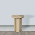Table d'appoint ronde avec 3 pieds piliers, en bois de manguier brun naturel, 45 cm