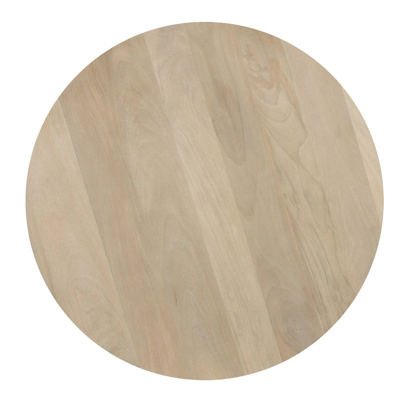 Table d'appoint ronde avec 3 pieds piliers, en bois de manguier brun naturel, 45 cm