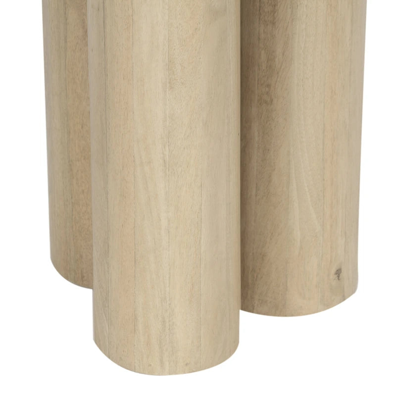 Table d'appoint ronde avec 3 pieds piliers, en bois de manguier brun naturel, 45 cm