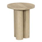 Table d'appoint ronde avec 3 pieds piliers, en bois de manguier brun naturel, 45 cm