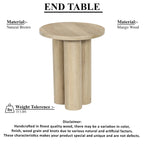 Table d'appoint ronde avec 3 pieds piliers, en bois de manguier brun naturel, 45 cm