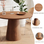 Table à manger ronde en bois naturel avec piétement conique en bois