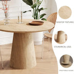 Table à manger ronde en bois naturel avec piétement conique en bois