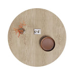 Table à manger ronde en bois naturel avec piétement conique en bois