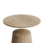 Table à manger ronde en bois naturel avec piétement conique en bois
