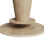 Table à manger ronde en bois naturel avec piétement conique en bois