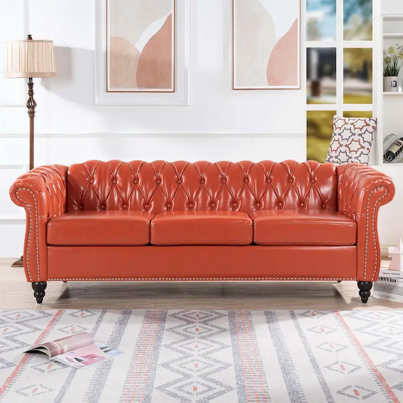 Canapé avec accoudoirs roulés et plissés serrés