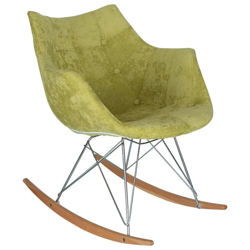 Fauteuil à bascule de puériculture moderne en velours - Fauteuil d'appoint du milieu du siècle