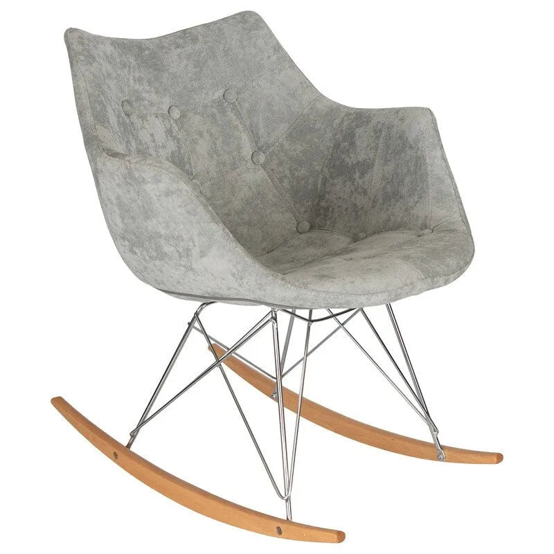 Fauteuil à bascule de puériculture moderne en velours - Fauteuil d'appoint du milieu du siècle