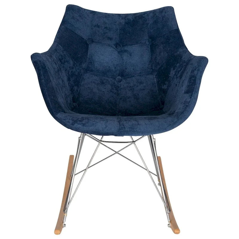 Fauteuil à bascule de puériculture moderne en velours - Fauteuil d'appoint du milieu du siècle