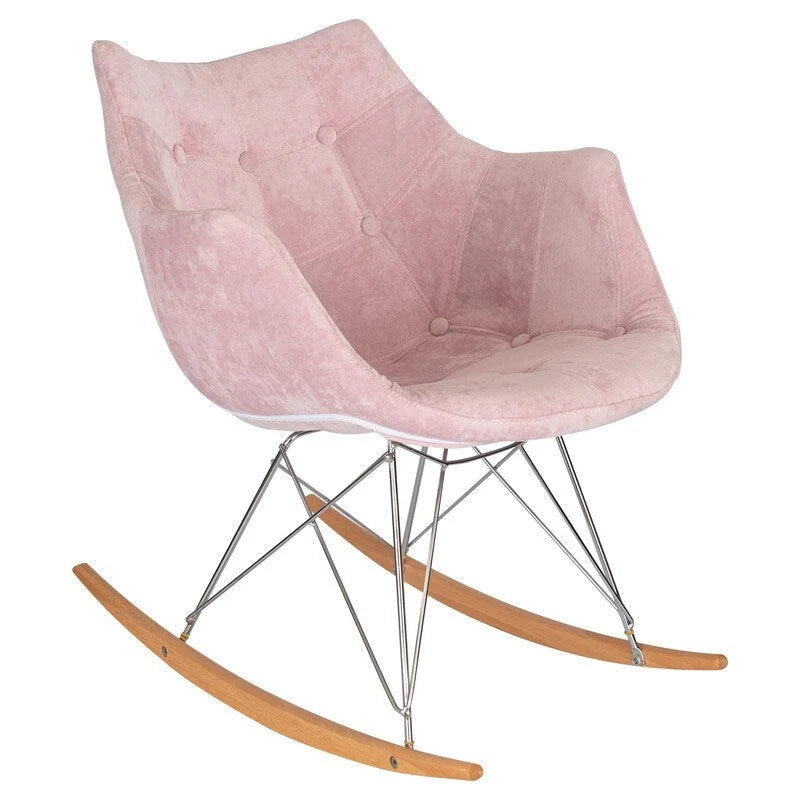 Fauteuil à bascule de puériculture moderne en velours - Fauteuil d'appoint du milieu du siècle