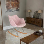 Fauteuil à bascule de puériculture moderne en velours - Fauteuil d'appoint du milieu du siècle