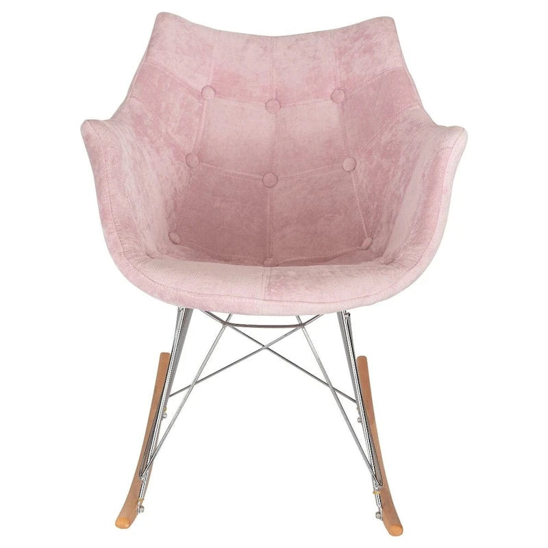 Fauteuil à bascule de puériculture moderne en velours - Fauteuil d'appoint du milieu du siècle