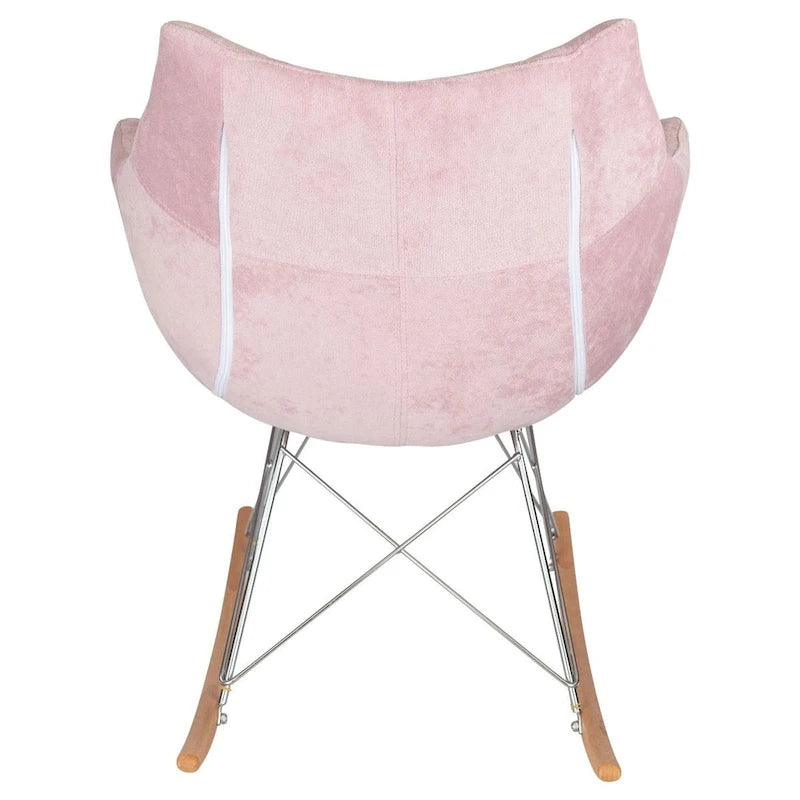 Fauteuil à bascule de puériculture moderne en velours - Fauteuil d'appoint du milieu du siècle