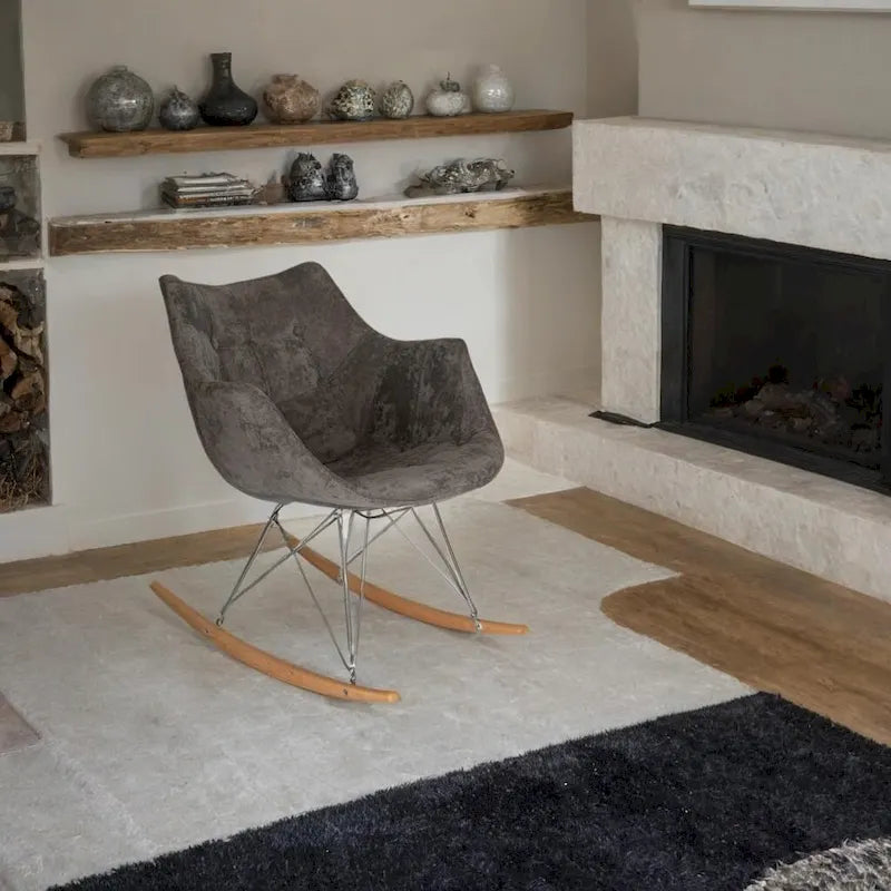 Fauteuil à bascule de puériculture moderne en velours - Fauteuil d'appoint du milieu du siècle