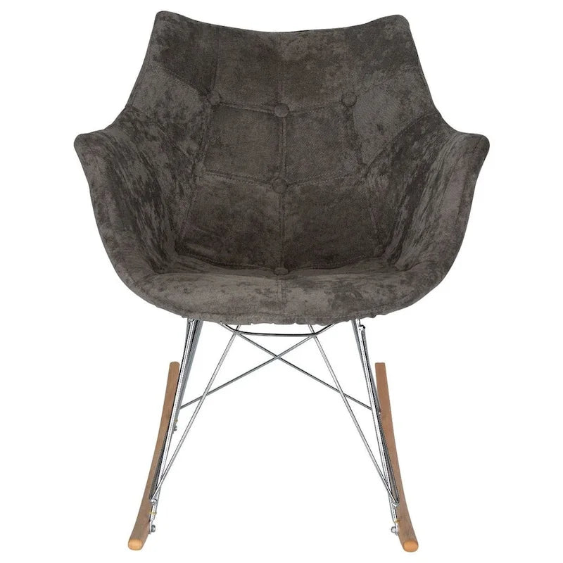 Fauteuil à bascule de puériculture moderne en velours - Fauteuil d'appoint du milieu du siècle