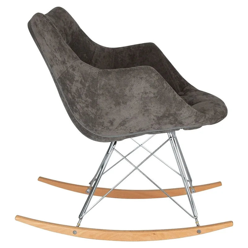 Fauteuil à bascule de puériculture moderne en velours - Fauteuil d'appoint du milieu du siècle