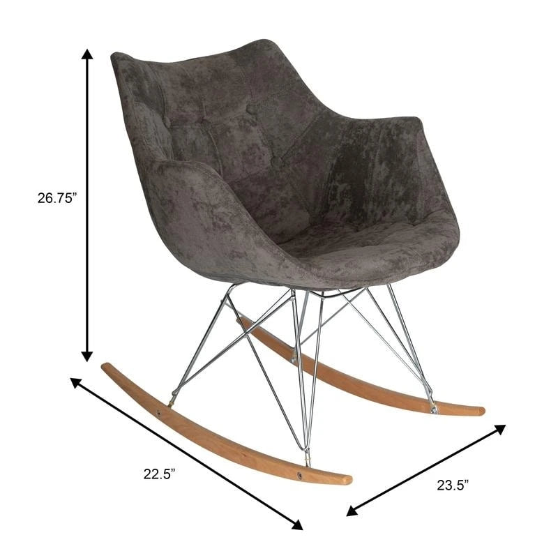 Fauteuil à bascule de puériculture moderne en velours - Fauteuil d'appoint du milieu du siècle
