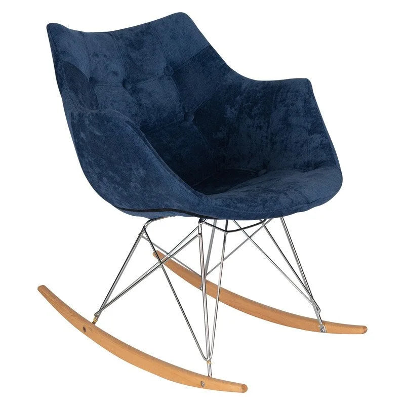Fauteuil à bascule de puériculture moderne en velours - Fauteuil d'appoint du milieu du siècle