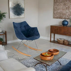 Fauteuil à bascule de puériculture moderne en velours - Fauteuil d'appoint du milieu du siècle
