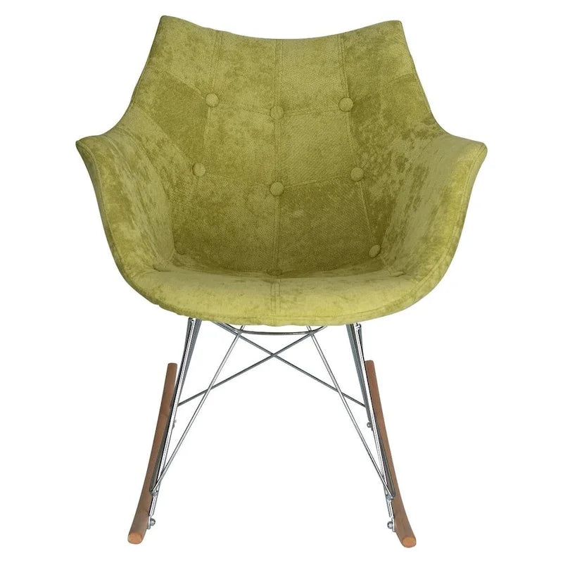 Fauteuil à bascule de puériculture moderne en velours - Fauteuil d'appoint du milieu du siècle