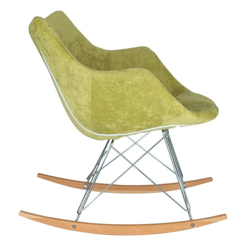 Fauteuil à bascule de puériculture moderne en velours - Fauteuil d'appoint du milieu du siècle
