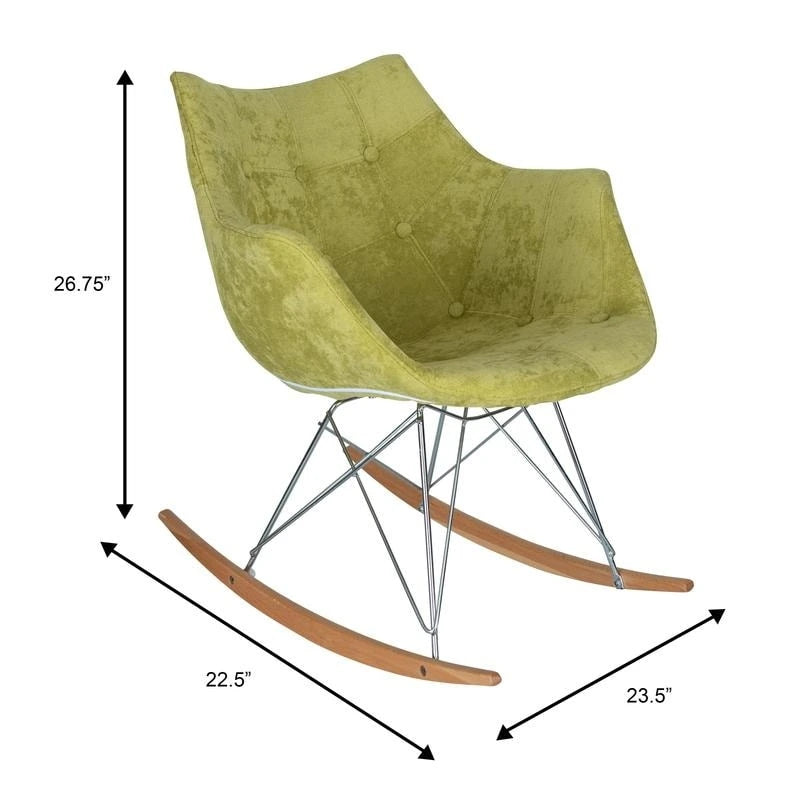 Fauteuil à bascule de puériculture moderne en velours - Fauteuil d'appoint du milieu du siècle