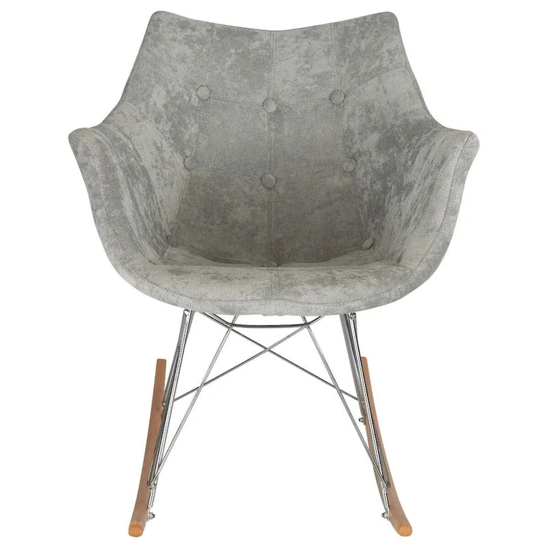 Fauteuil à bascule de puériculture moderne en velours - Fauteuil d'appoint du milieu du siècle